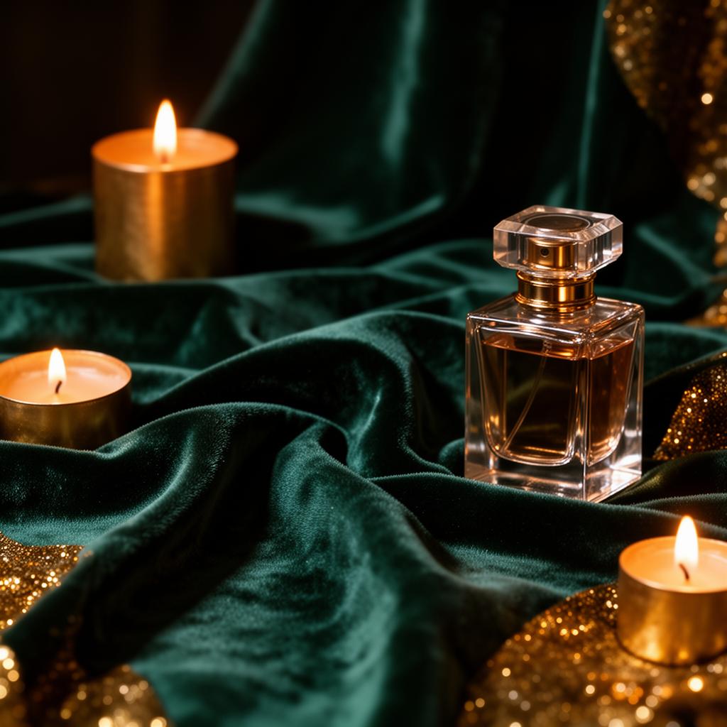 Catifea verde cu lumânări și parfum