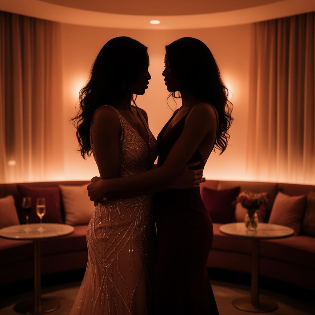Două femei dansând în lounge privat
